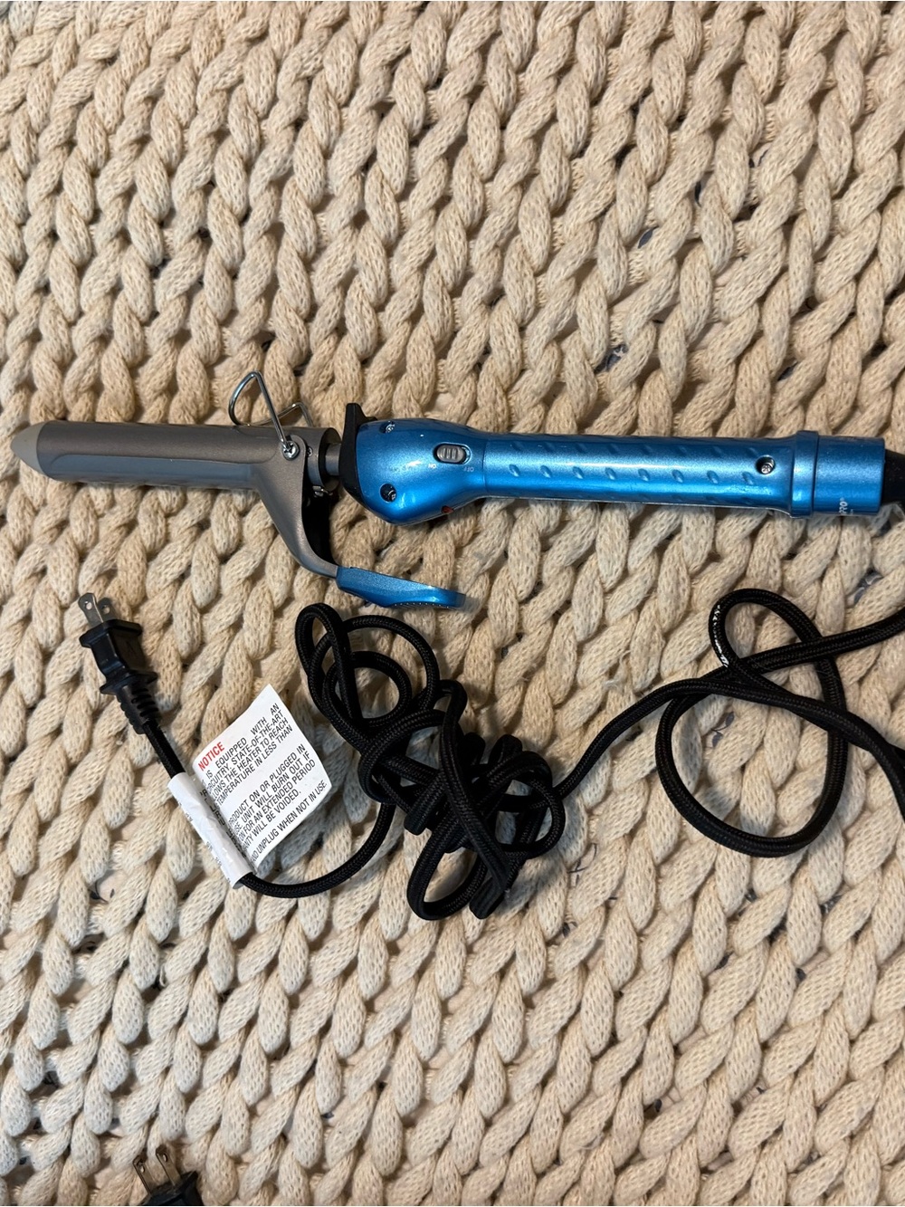 Blue Ceramic Barrel Curling Iron - Portable Hair Styling Tool